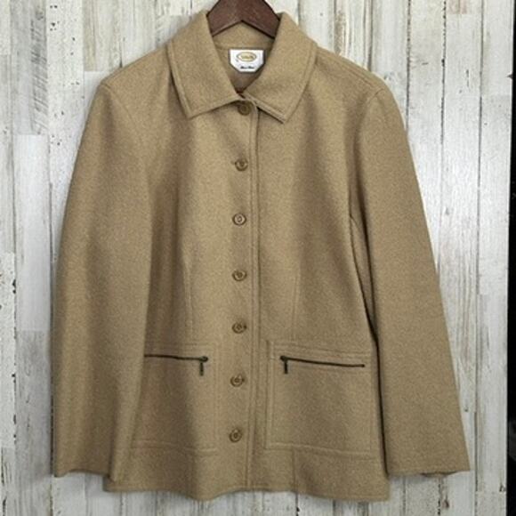 Talbots Alpaca Blend Jacket Large Camel Tan Quiet Luxury Minimalist Preppy VGUC - Picture 1 of 6